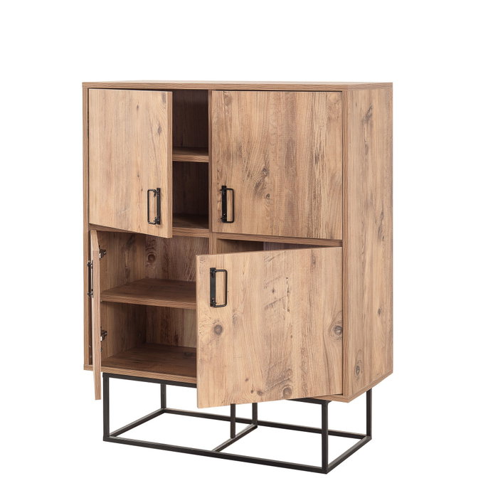 Hanah Home Quantum Solo Armario Multiusos Pino Atlántico y Negro 93x115x36cm Tablero Melamina